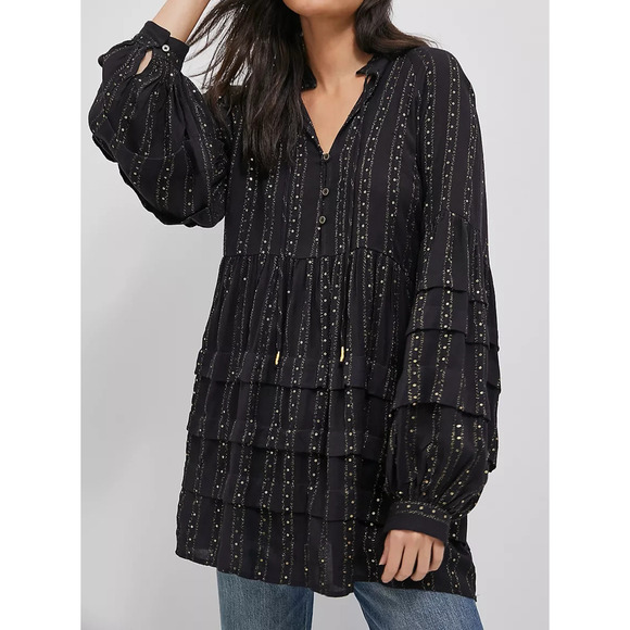 Anthropologie Tops - by Anthropologie Quinn Sequined Tunic Blouse Shimmer Small Witchy Whimsigoth